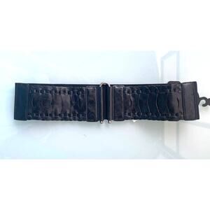 new STEVE MADDEN black vegan leather stretch belt